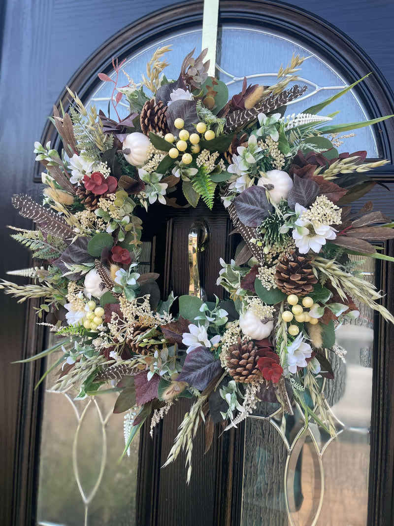 Luxury brown autumn wreath with Halloween twist