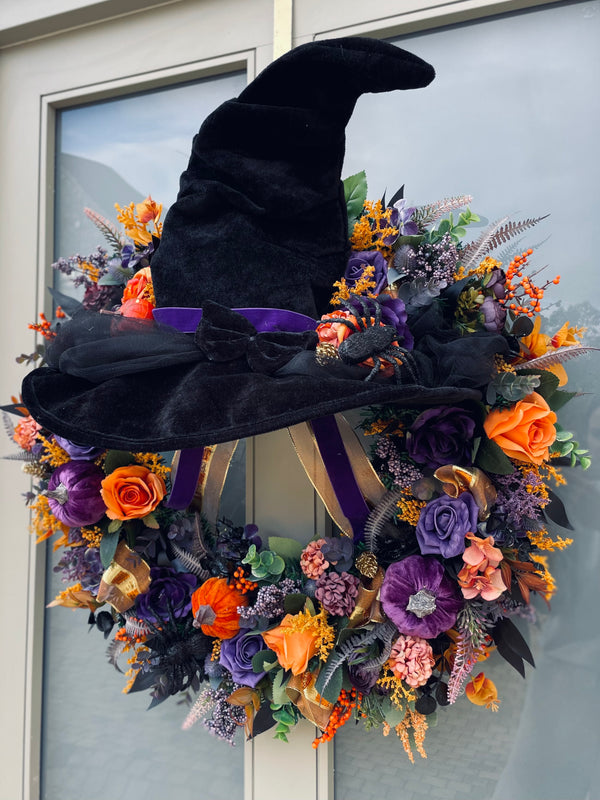 Extra large Halloween witch hat wreath
