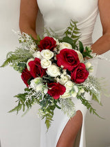 Luxury red and white artificial wedding bouquet