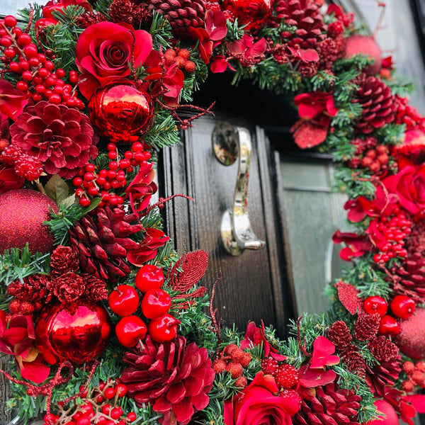 Large luxury red Christmas wreath