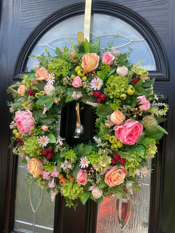 Large luxury summer raspberry and berry year round wreath