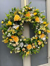 Extra large luxury yellow and white Spring wreath year round