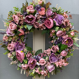 Dusky pink and purple artificial wreath uk 