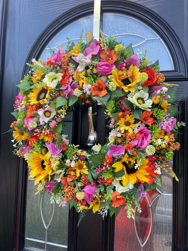 Luxury large bright and beautiful sunflower summer wreath