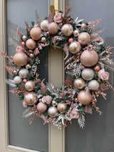 Extra large luxury rose gold and silver Christmas wreath