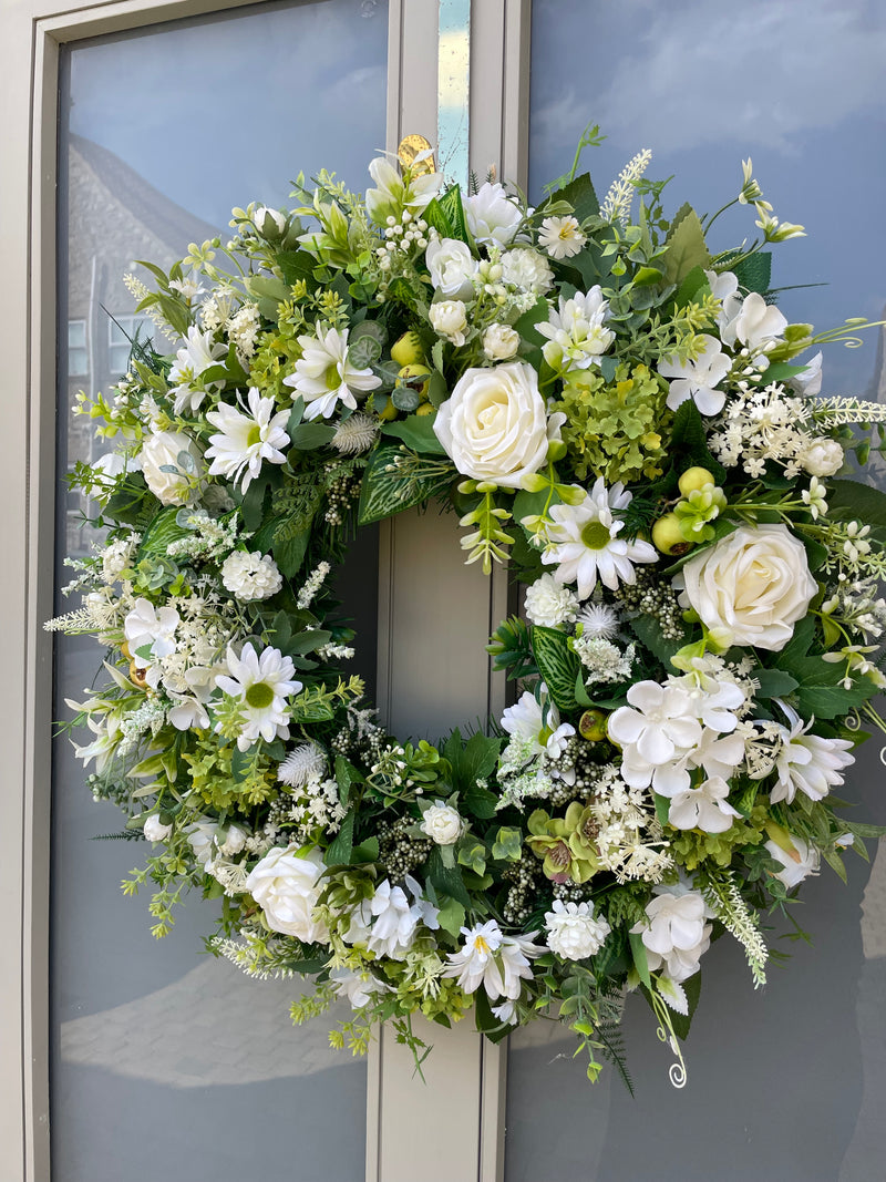 Luxury extra large neutral white and green Summer Year Round wreath