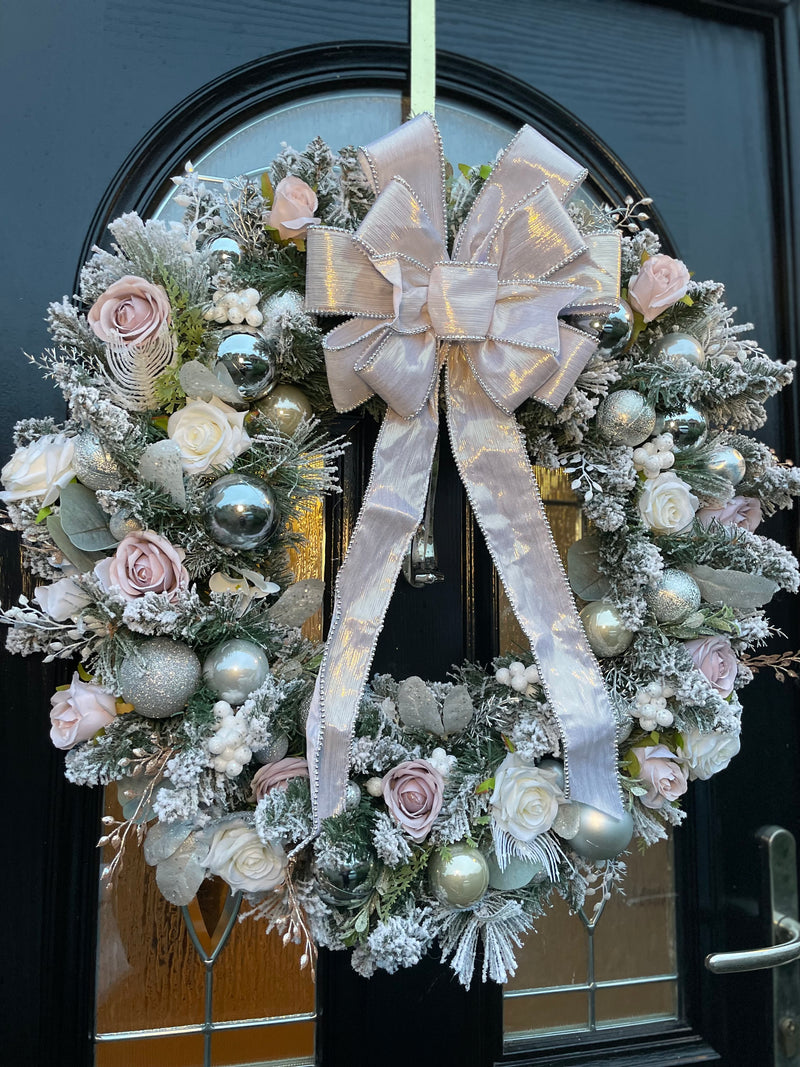 Extra large luxury champagne artificial christmas wreath