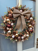 Large luxury bronze, brown and gold Christmas wreath