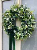 Luxury artificial natural look eucalyptus greenery year round wreath