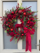 Ultra luxury collection burgundy and red deer Christmas wreath