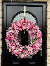 Extra large luxury Pink rose year round wreath