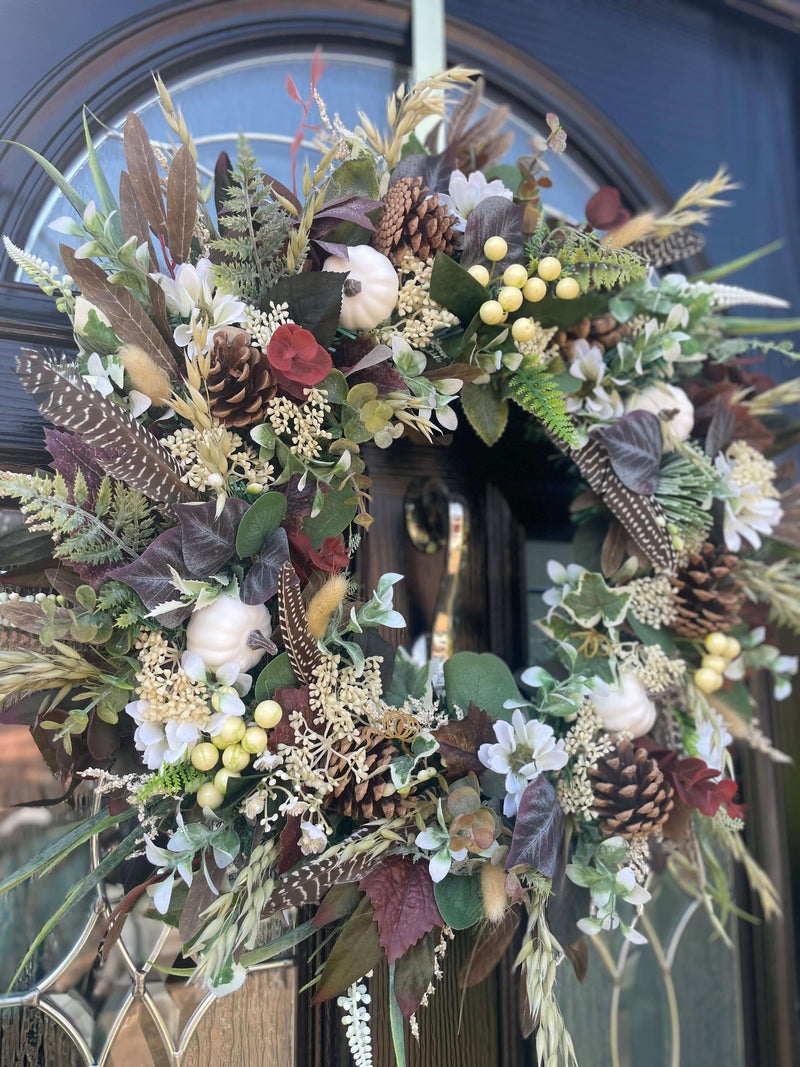 Luxury brown autumn wreath with Halloween twist