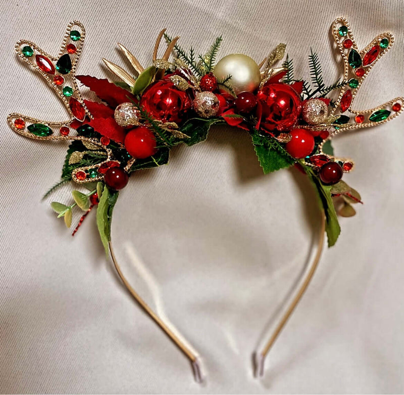 Bejewelled antler christmas centrepiece headband