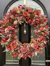 Extra Large Luxury artificial warm brown autumn wreath