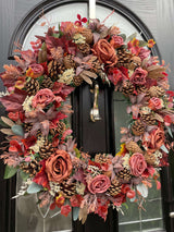 Extra Large Luxury artificial warm brown autumn wreath