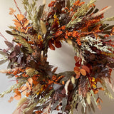 Luxury artificial and preserved autumn wreath