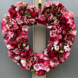 Large luxury pink heart shape wreath year round