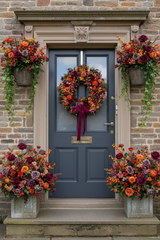 Extra large luxury purple and orange Autumn pumpkin wreath