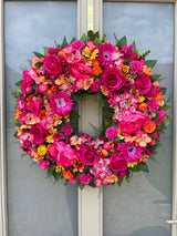 Extra large bright pink summer wreath