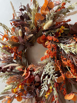 Luxury artificial and preserved autumn wreath