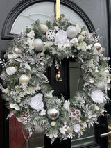 Large Luxury Winter White Snowy Christmas Wreath