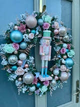Extra large luxury pastel Christmas nutcracker wreath