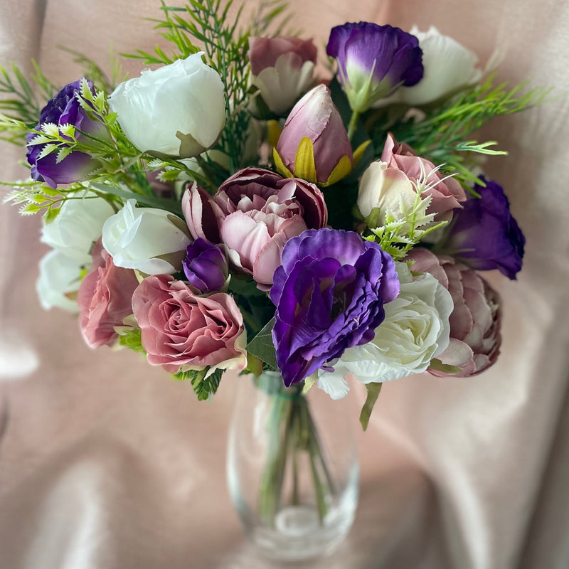 Luxury artificial pink, purple and white arrangement