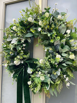 Luxury artificial natural look eucalyptus greenery year round wreath