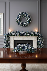 Large luxury navy blue, aqua and silver Christmas Wreath