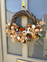 Luxury artificial half Autumn rustic pumpkin wreath