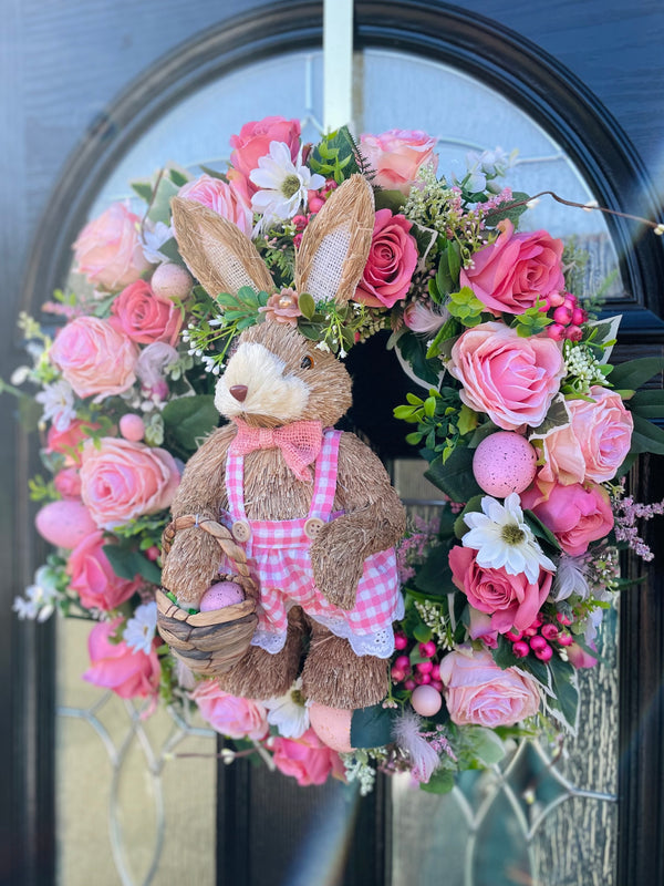 Pink bunny Easter Wreath