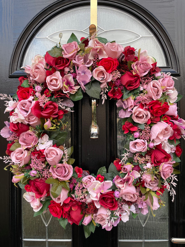 Luxury red and pink year round wreath