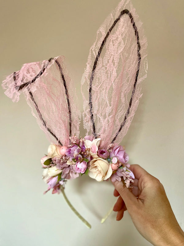 (Copy) Bunny ear flower crown headband