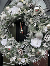 Large Luxury Winter White Snowy Christmas Wreath