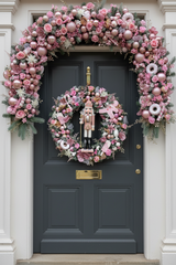 Large luxury pink nutcracker Christmas wreath