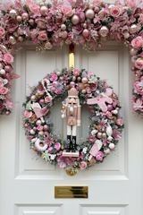 Large luxury pink nutcracker Christmas wreath
