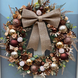 Large luxury bronze, brown and gold Christmas wreath