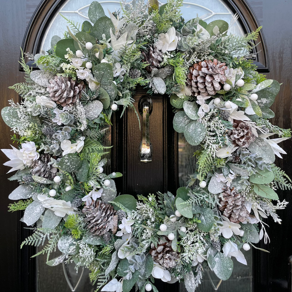 Large luxury Snowy Pine Christmas Wreath