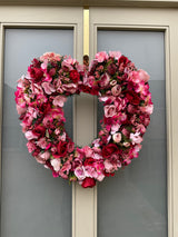 Large luxury pink heart shape wreath year round