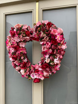 Large luxury pink heart shape wreath year round
