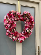 Large luxury pink heart shape wreath year round