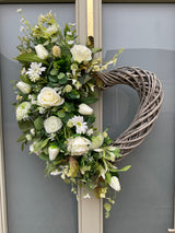 Extra large luxury artificial Spring heart wreath with tulips