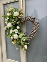 Extra large luxury artificial Spring heart wreath with tulips