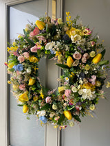 Extra large luxury Spring tulip and wildflower wreath