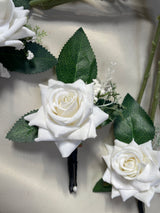 Long stem staggered velvet rose bridal wedding bouquet collection