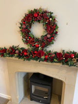 Extra Large rich red rose artificial Christmas Wreath New