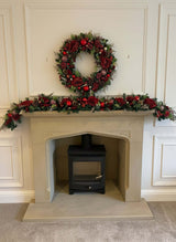 Extra Large rich red rose artificial Christmas Wreath New