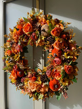 Extra large velvet pumpkin Autumn wreath