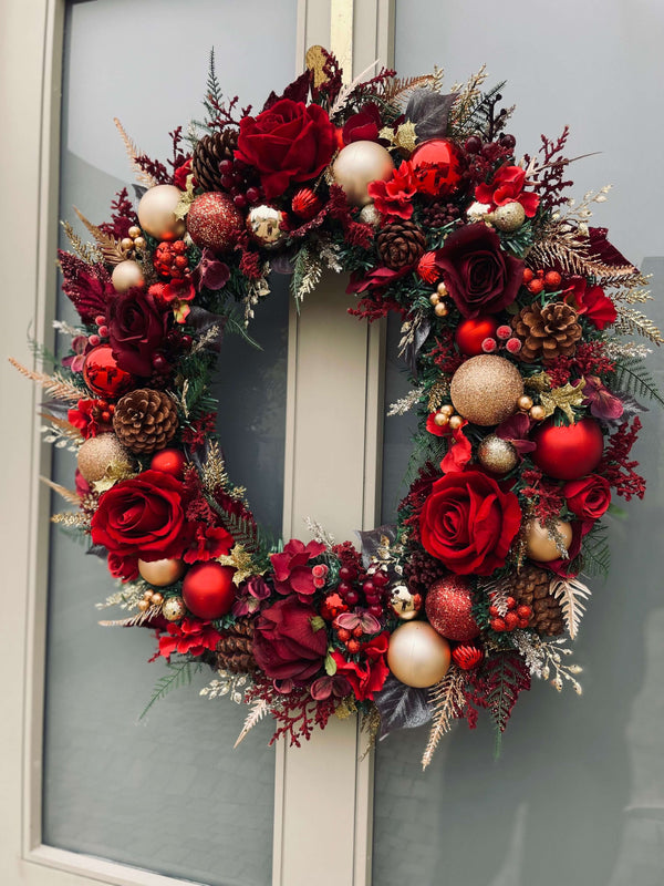 Extra large luxury Christmas wreath red and gold