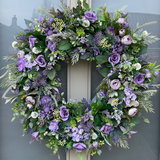 Extra large Artificial wreath for front door in shades of lavender and purple 